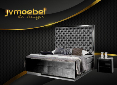 Box spring bed with 2 bedside tables, 3-piece bedroom set, luxury furniture, new beds